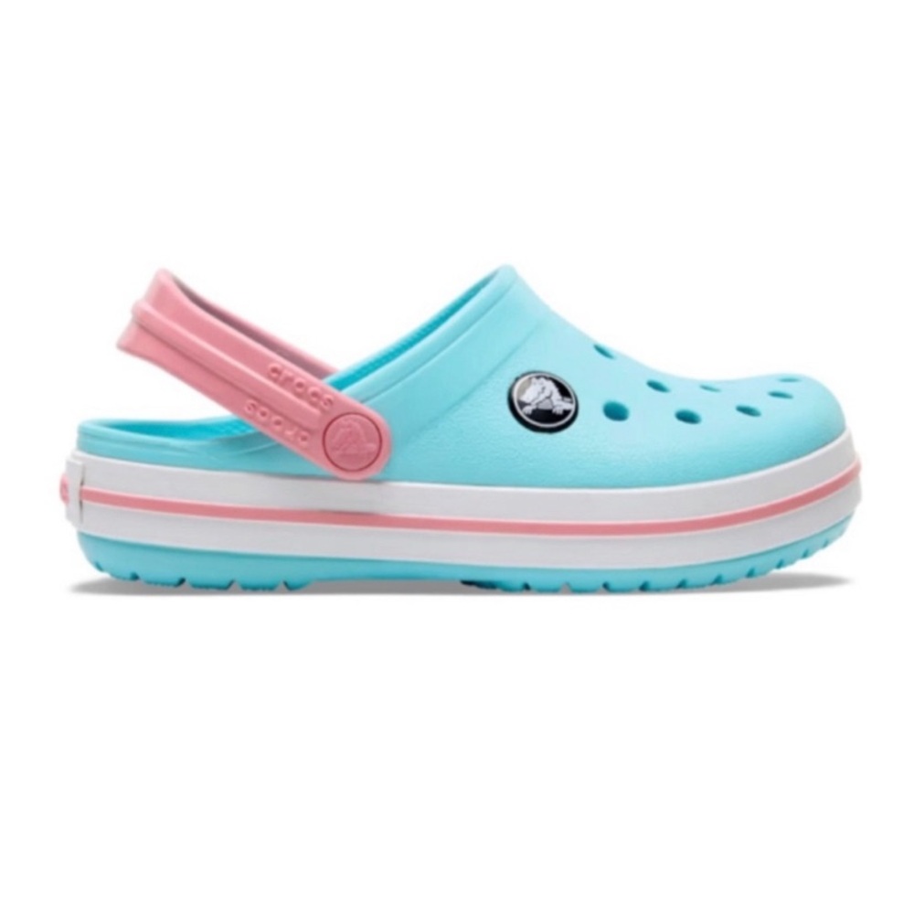 NWT CROCS Crocband Ice Blue/White/Pink. Kids Size US J1. Everyday Outdoors. - Picture 2 of 13
